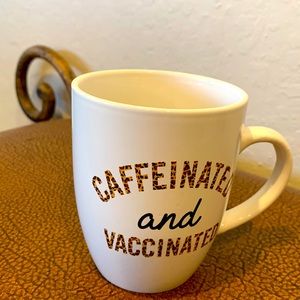 Brand New Super Cool Coffee CUP Caffeinated and Vaccinated and ready for the day